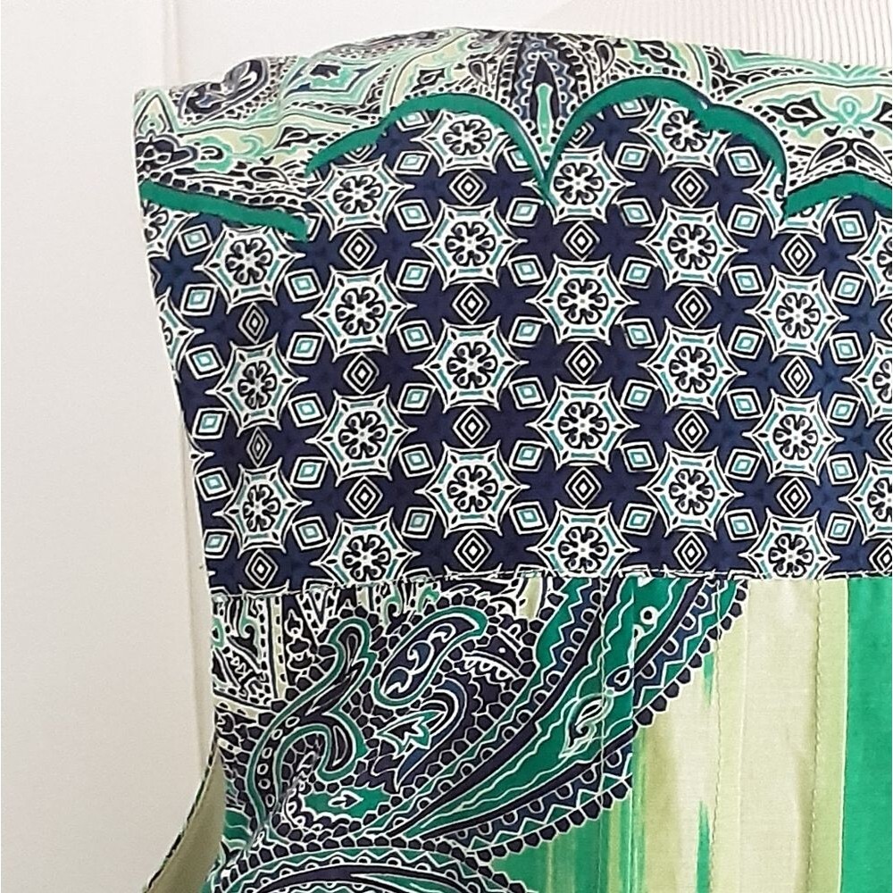 PLUS SZ 14 Rabbit Rabbit Rabbit Designs Blue Green Abstract Print Sun Dress - Picture 6 of 10